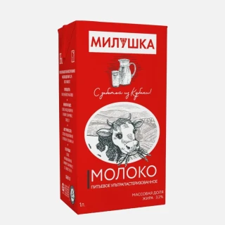 Молоко Милушка 3.2% ультрапастеризованное 1л
