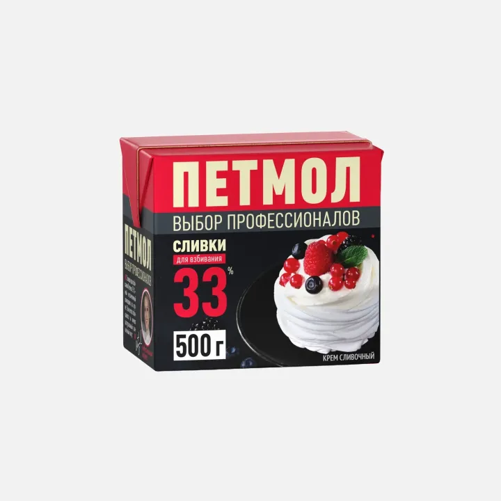 Сливки Петмол 33% 0,5л – густые для взбивания, доставка по Краснодару | Для кондитеров и кофеен