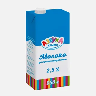 Молоко Азбука Крыма 2,5% 950г ультрапастеризованное – натуральное, с доставкой по Краснодару
