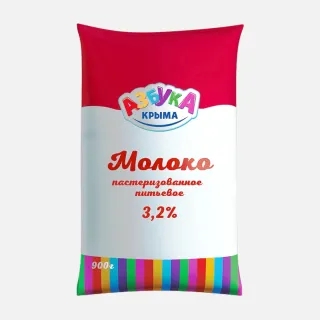 Молоко Азбука Крыма 3,2% 900г в пленке – натуральное, пастеризованное, с доставкой по Краснодару